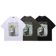 Newspaper Printing Short-sleeved T-shirt Personality Tide Brand Loose