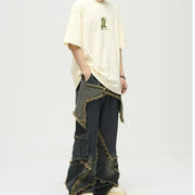 Plus Size Retro Straight Loose Wide-leg Workwear Jeans