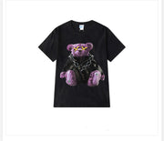 Men And Women Couples Japanese Retro  Thick Loose Round Neck Short Sleeve T-shirt