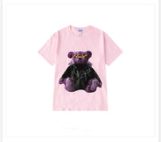 Men And Women Couples Japanese Retro  Thick Loose Round Neck Short Sleeve T-shirt