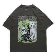 Newspaper Printing Short-sleeved T-shirt Personality Tide Brand Loose