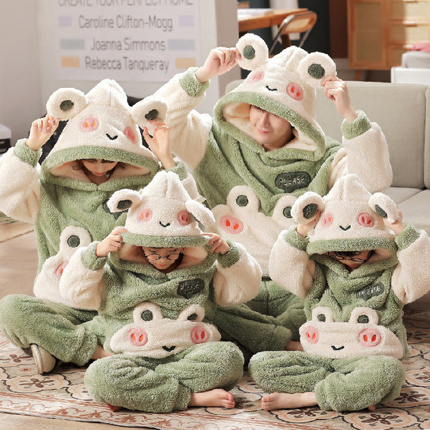 Coral Velvet Cute Cartoon Thick Pajamas