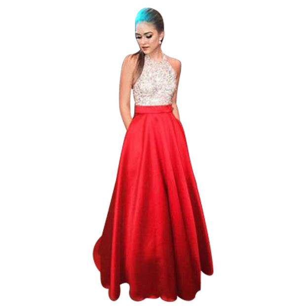 Sexy Sleeveless Halter Waist Dress