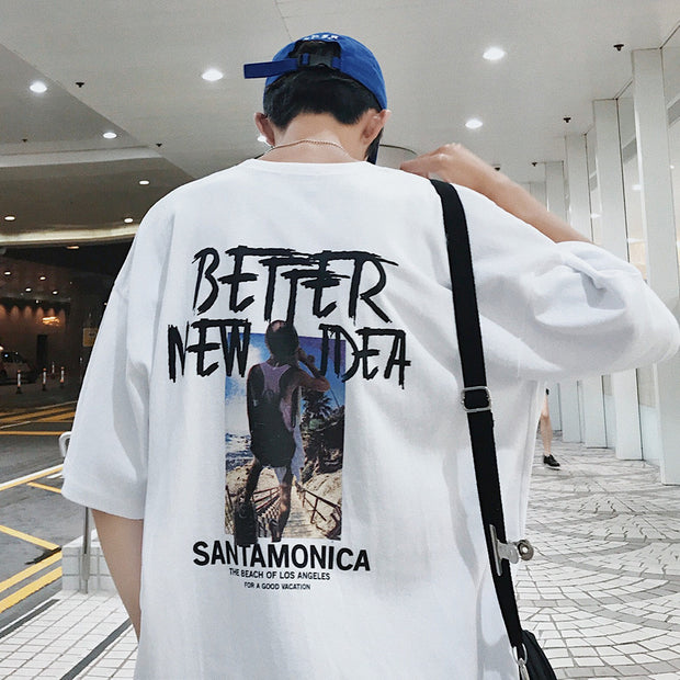 Short Sleeve Men T-shirt Trendy Clothes Summer Loose Half