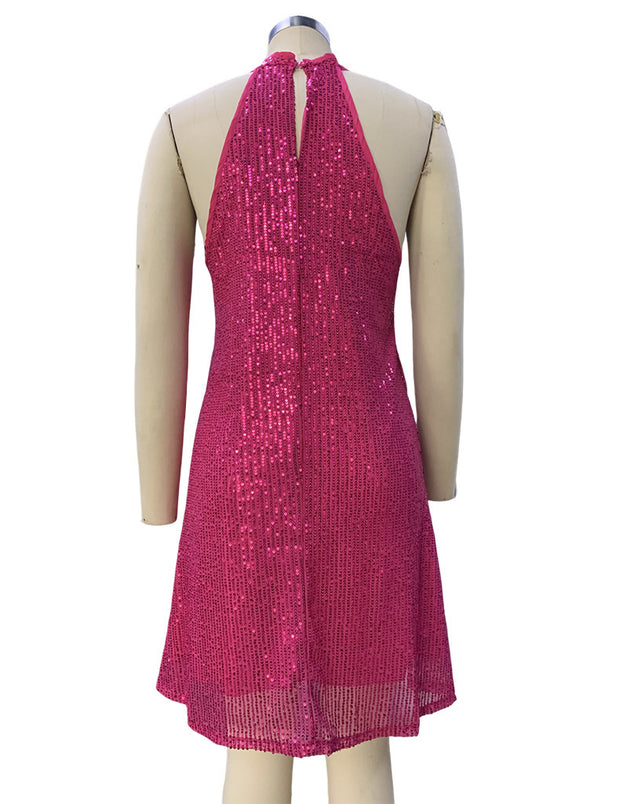 Fashion Elegant Halter Strapless Sexy Sequin Formal Dress