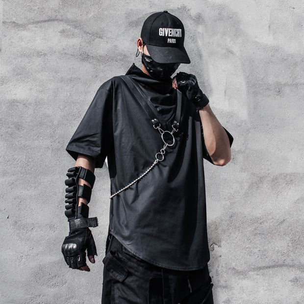 Dark Personality High Neck Loose Short Sleeve T-Shirt