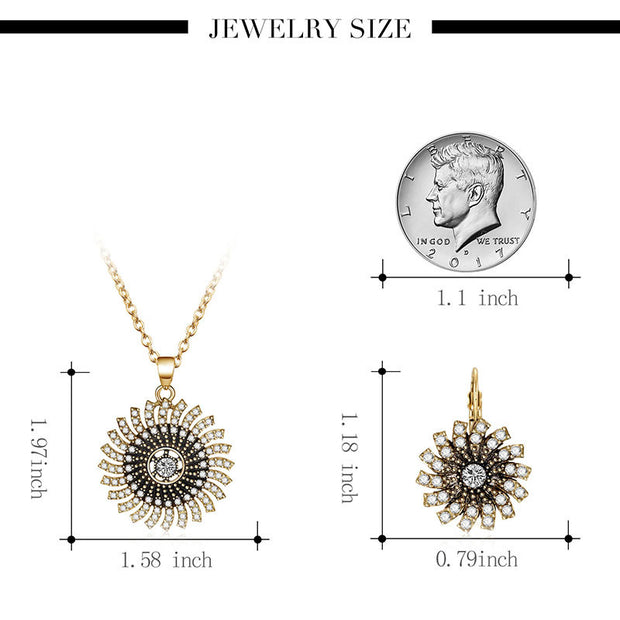 Sun Necklace Earrings Jewelry Set