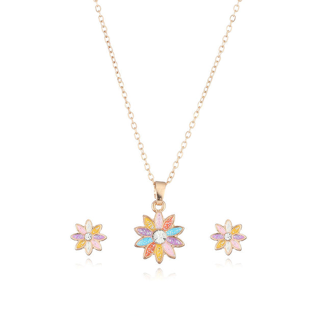 Stud Earrings Necklace Jewelry Set