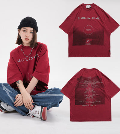 Retro Hip-hop Men And Women Loose Short Sleeves