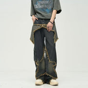 Plus Size Retro Straight Loose Wide-leg Workwear Jeans