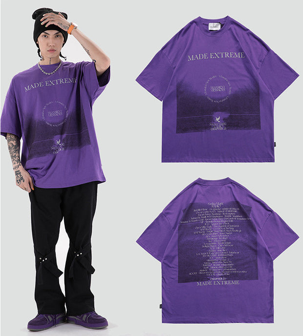 Retro Hip-hop Men And Women Loose Short Sleeves