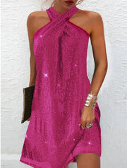 Fashion Elegant Halter Strapless Sexy Sequin Formal Dress