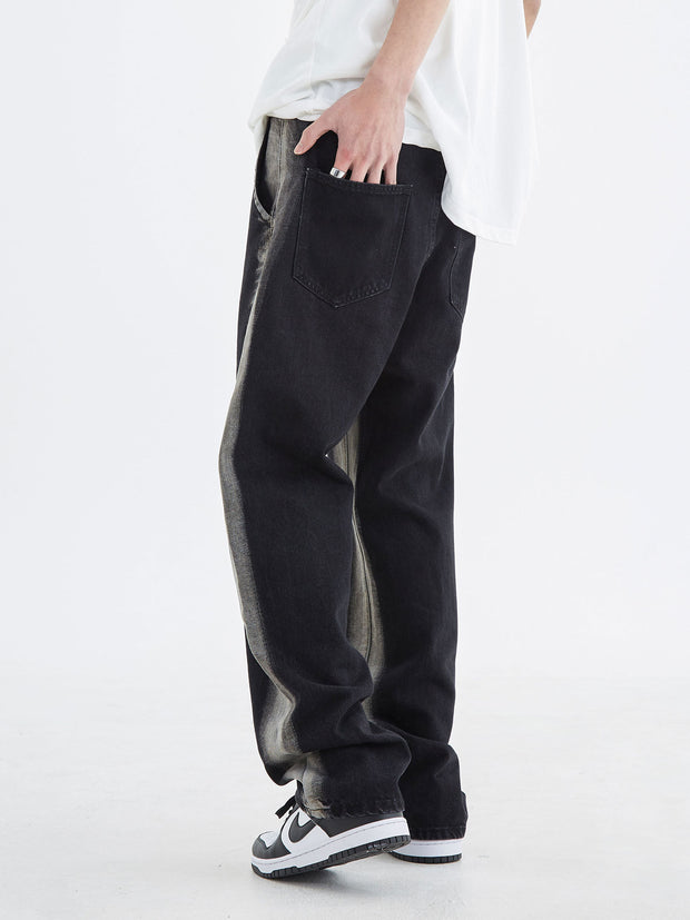 American Retro Side Gradient Black Jeans For Men