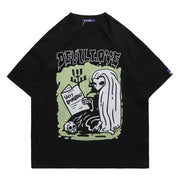 Newspaper Printing Short-sleeved T-shirt Personality Tide Brand Loose
