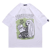 Newspaper Printing Short-sleeved T-shirt Personality Tide Brand Loose