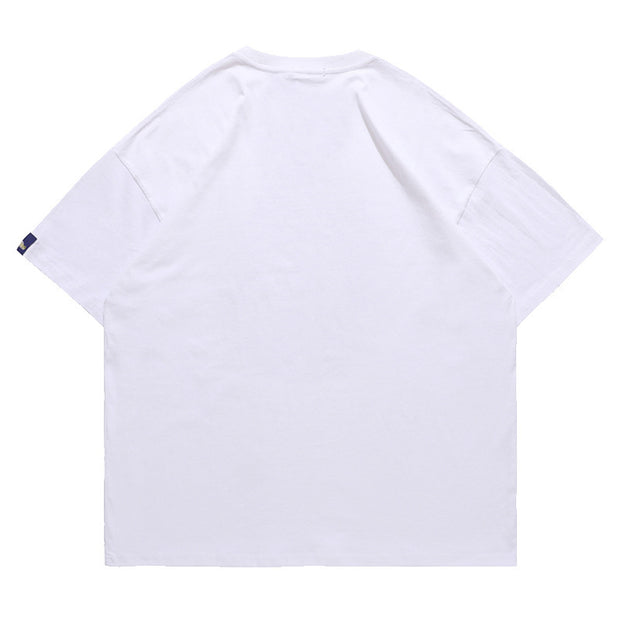 Newspaper Printing Short-sleeved T-shirt Personality Tide Brand Loose