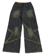 Plus Size Retro Straight Loose Wide-leg Workwear Jeans