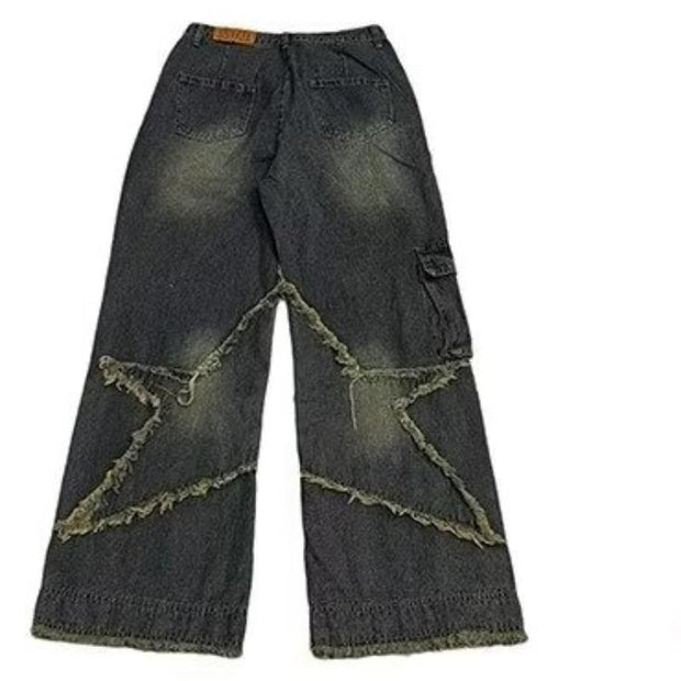 Plus Size Retro Straight Loose Wide-leg Workwear Jeans