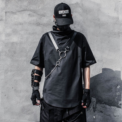 Dark Personality High Neck Loose Short Sleeve T-Shirt