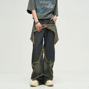 Plus Size Retro Straight Loose Wide-leg Workwear Jeans