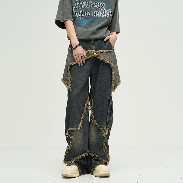 Plus Size Retro Straight Loose Wide-leg Workwear Jeans